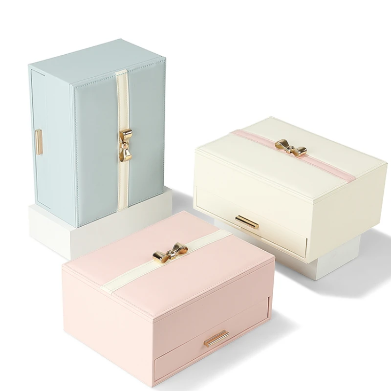 Light luxury jewelry storage box, high-end exquisite necklace, earrings, ring, bracelet box, gold jewelry box, double-layer