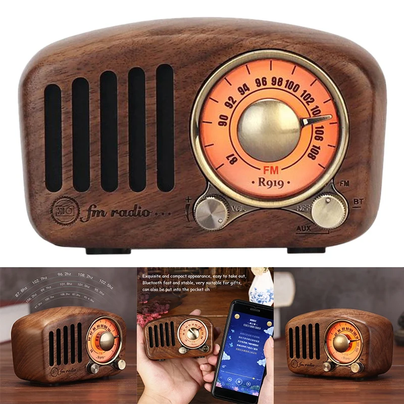 R919 Retro Radio Bluetooth Speaker, FM Radio With Old Fashioned Classic Style, Bluetooth, TF Card Slot