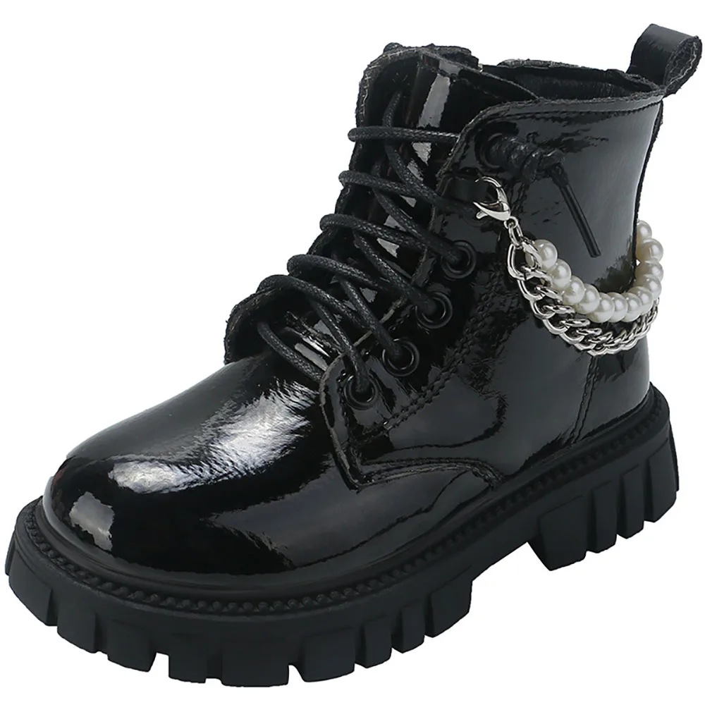 

Korean Style Fashion Shoes For Girls Luxury Pearl Chains Teenager Girl's Boots Platform Waterproof Ankle Boots For Girls