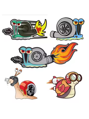 Classic Design Funny Anime Cartoon Snail Turbo Car Stickers Vinyl Reflective Racing Decal Decorate