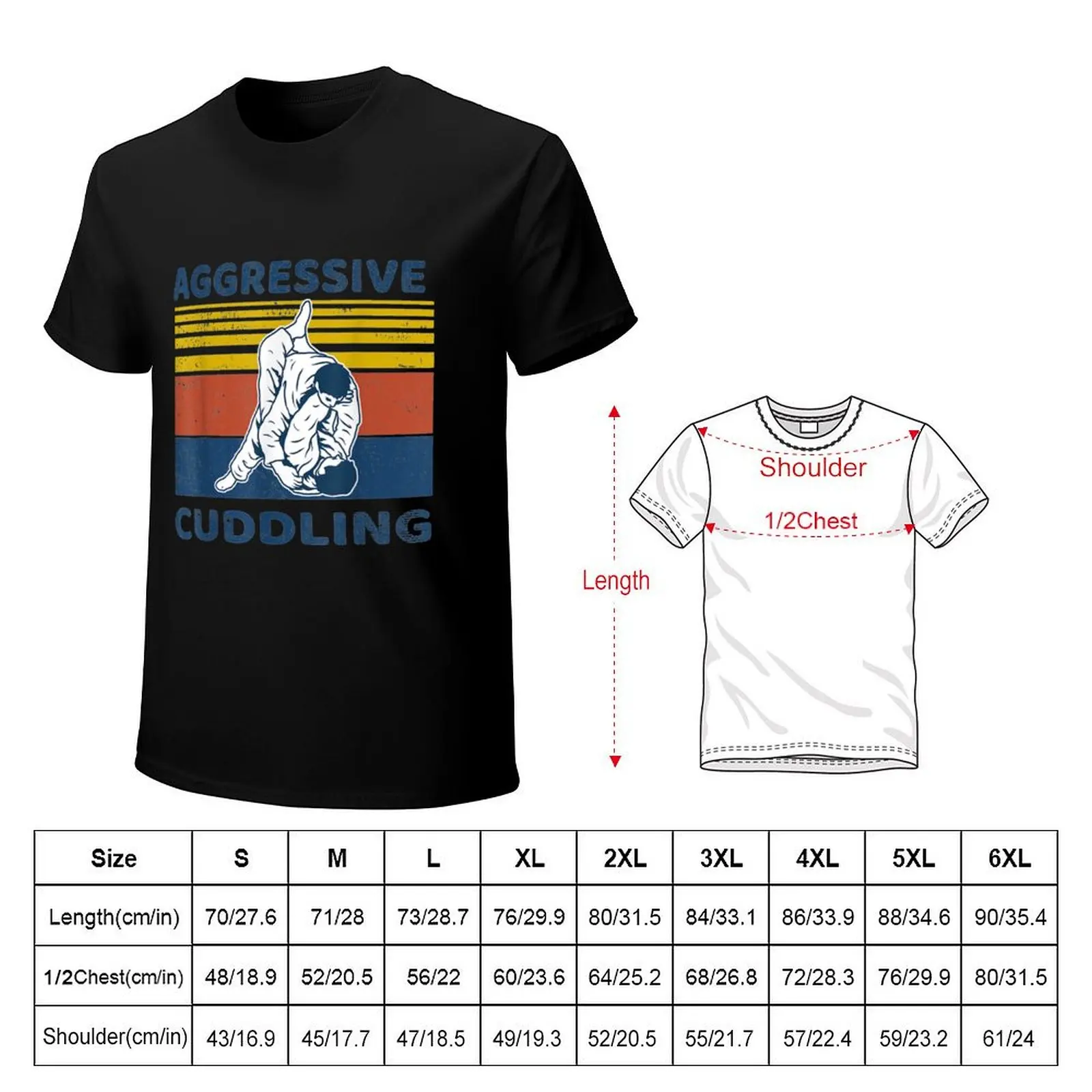 Jiu Jitsu Shirts Aggressive Cuddling Vintage BJJ MMA Jujitsu T-Shirt Basic Simple Design Short Sleeve Shirt