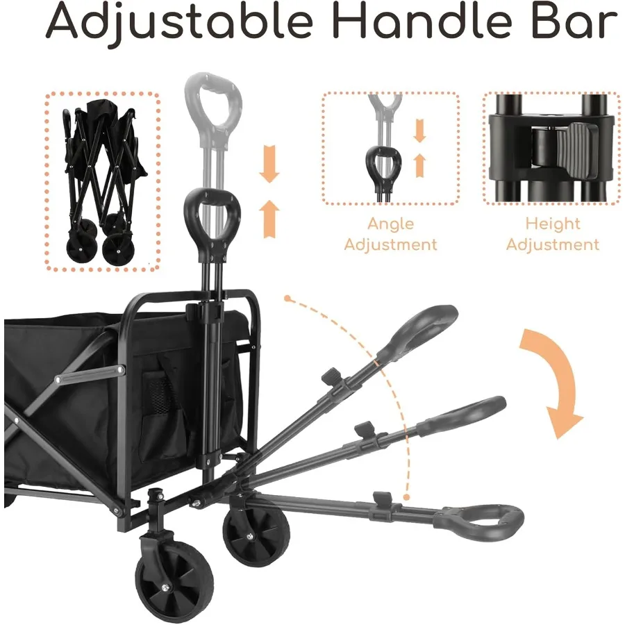 Wagon pliable pliable chariot de plage robuste avec roues pliable utilitaire pliant chariot d'épicerie pour Camping Sports Ou