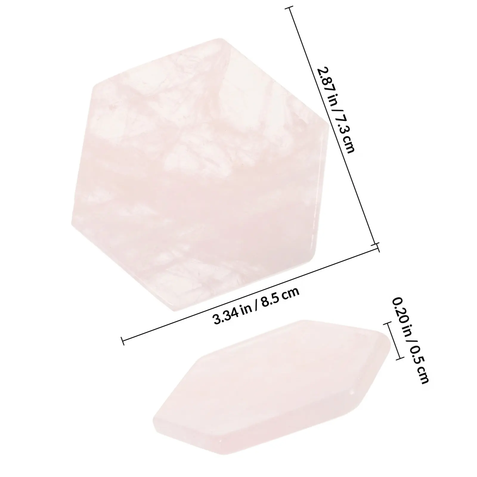 Hexagon Pink Quartz Cup Coaster Decorative Marbling Stone Cup Mat Heat Insulation Anti-Slip Tabletop Protective Coaster for Home
