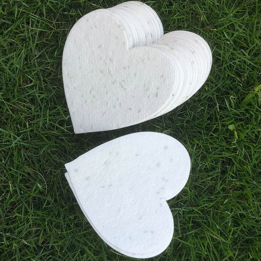 24sheets 3.94x3.94inch blank Plantable Wildflower Paper, Ecological Heart Shaped Babyshower Favors for Guests - Bridal Funeral M