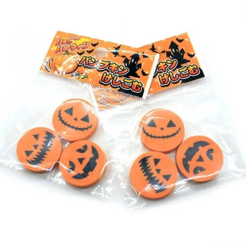10Pcs Creative Pumpkin Pattern Halloween Erasers Cute Student Stationery School Learning Supplies Kids Festival Gift