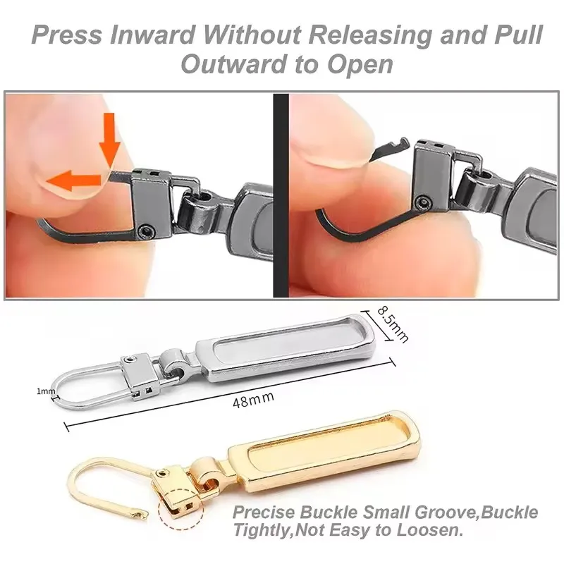 5/8/10/20pcs Detachable Metal Replacement Zipper Head Pullers Universal for Repair Kit Suitcases Bags Clothing DIY Sewing Craft