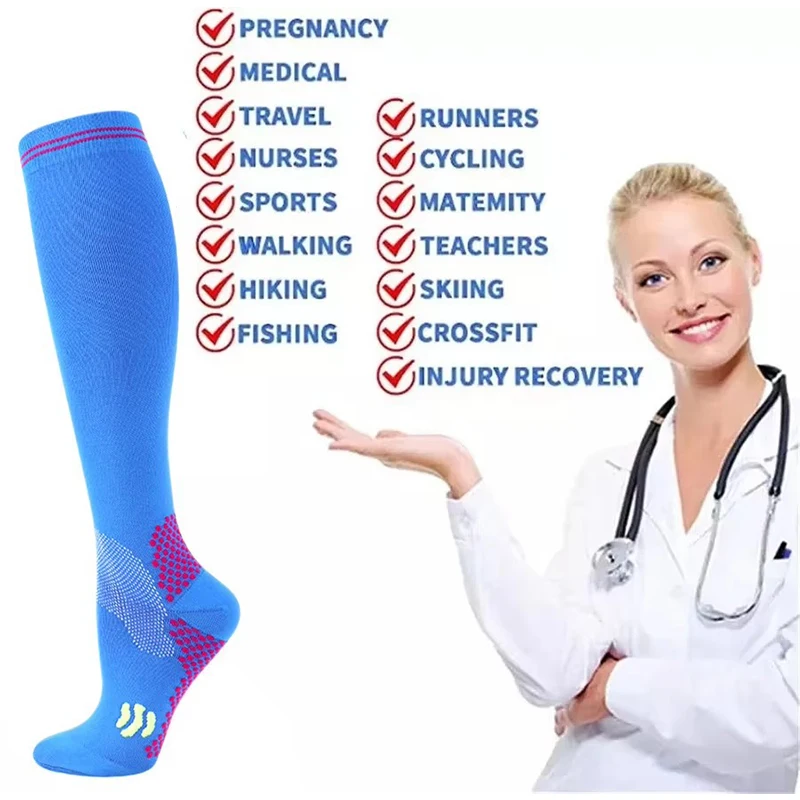 Sport-Kompressionssocken Stoßdämpfende Rutschfeste Krampfadern-Socken Feuchtigkeitsabsorbierende Schweißsocken Lauf- und Radsocken Krampfadern – Detail 3