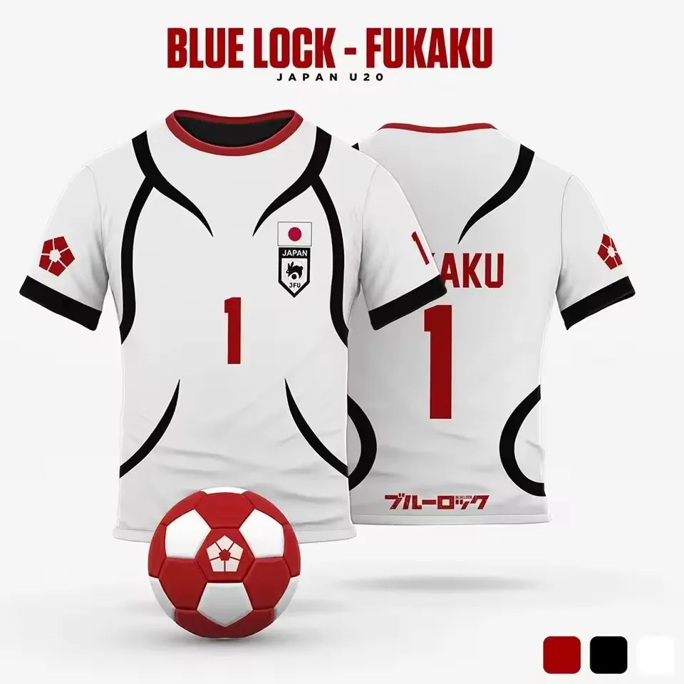 Blue Lock Japan  White Cartoon Anime Cosplay Men Jersey Summer Short Sleeve Children Tee Tops Fashion T-shirt