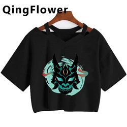 Genshin Impact Keqing T-shirts Clothes Women Vintage Crop Top Aesthetic Tumblr Kawaii Tshirt Ulzzang Kawaii Cropped Harajuku Tee