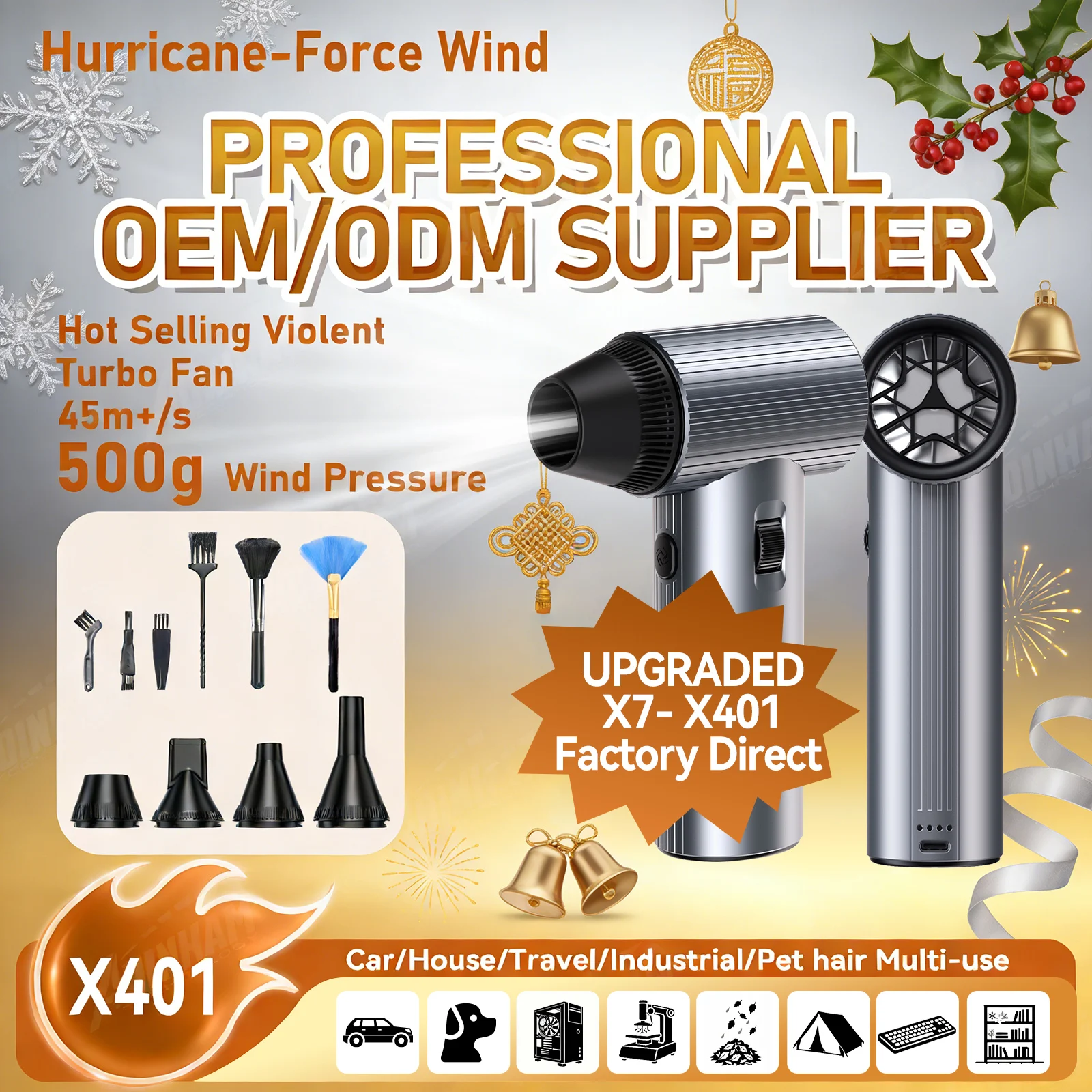 ADINKAM Upgrated Air Duster Four Nozzles Super Wind Pressure for Cleaning Car Seat Office Hotel Living Room Warehous Keyboard