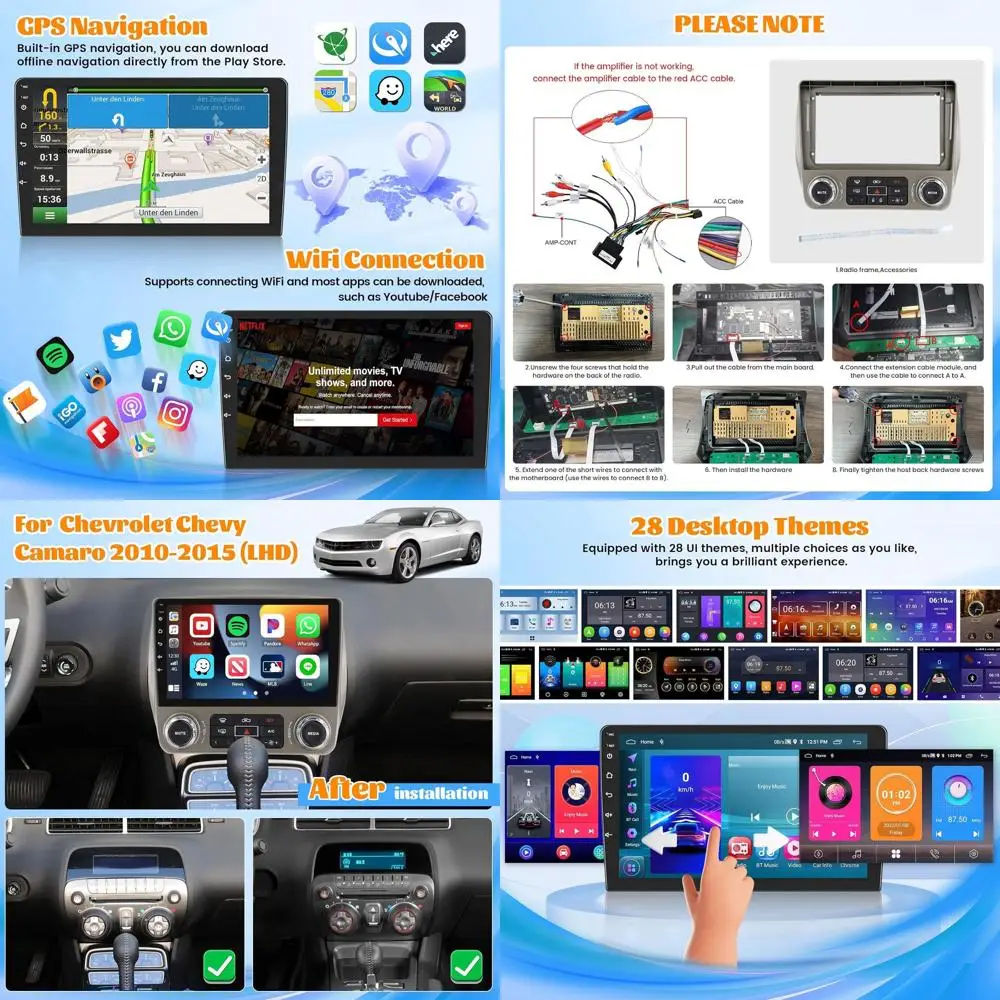 

Автомобильное радио для Chevrolet Chevy Camaro 2010 2011 2012 2013 2014 2015 с беспроводным Carplay/Android Auto, 9 дюймов [2G + 64G] Android 1