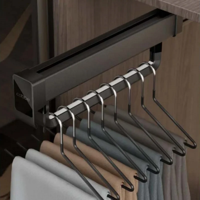 Pants Rack Pull Push Clothing Hanger Top Sliding Rail Trousers Shelves Retractable Slide Track Clothes Organizer Mute or Damping