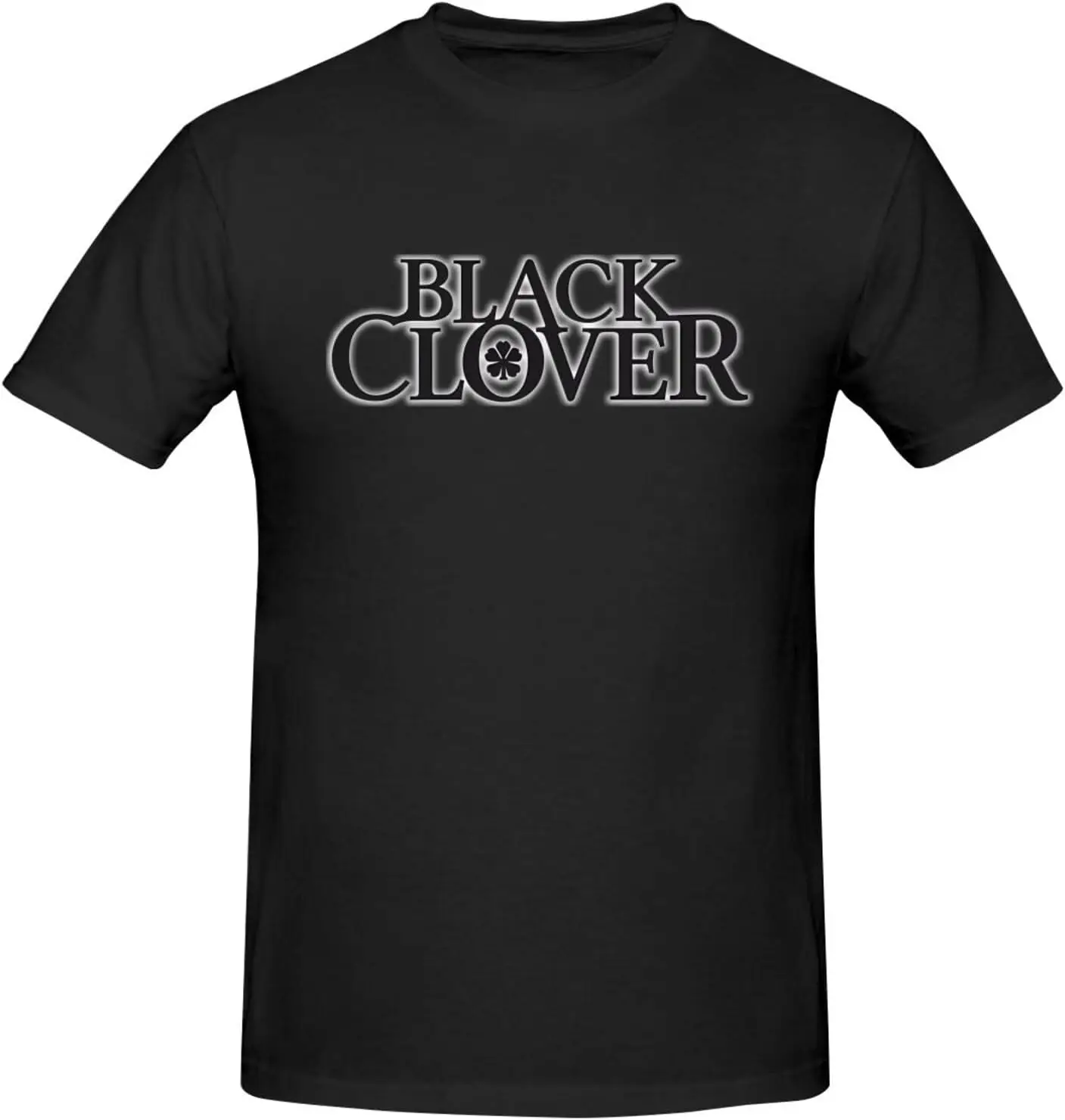 Black Anime Clover Shirt Men's Custom Breathable Cotton Short-Sleeved Tshirt Fashion Crew Neck Tees Tops Black