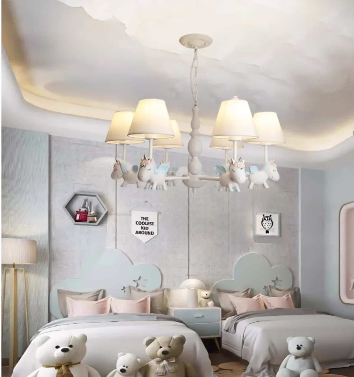 Cartoon creation Pegasus chandelier boys girls bedroom children's room light Mediterranean Garden simple and lovely chandelier