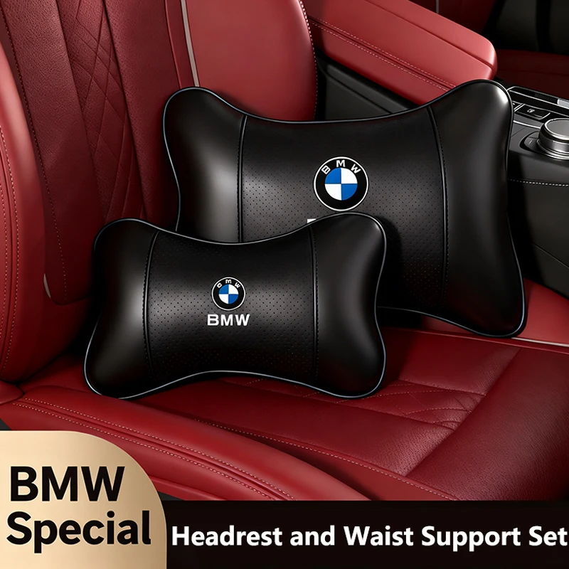 Car Seat Neck Pillow Leather Headrest Lumbar Waist Support For BMW M G30 G32 G01 G02 G05 G06 G07 G26 G23 G22 F40 F20 G08 G16 M3