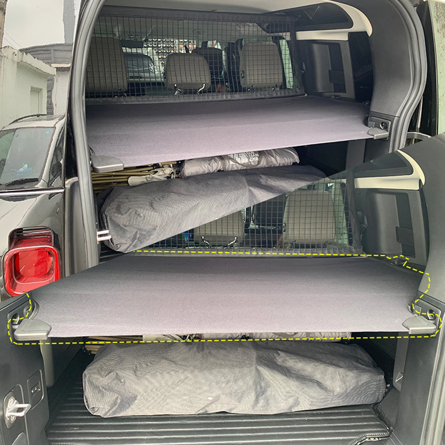 Car Rear Trunk Curtain Cargo Cover Storage Bag Net For Land Rover Defender 110 2020-2023 Oxford Cloth Stowing Tidying