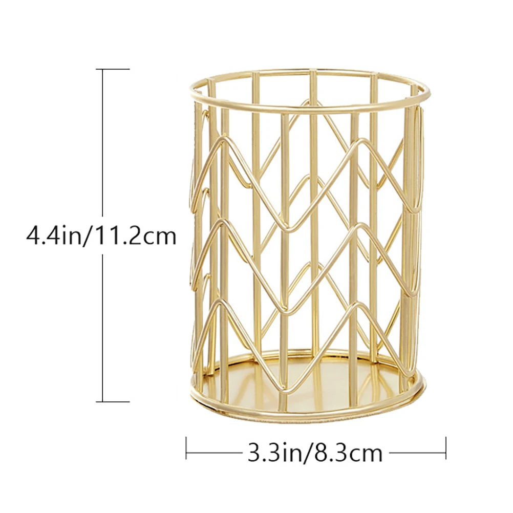 Imagem -03 - Tubo de Armazenamento de Ferro Forjado para Escritório Caneta Titular Organizador Ouro Simples Multiuso Desktop Maquiagem Escova