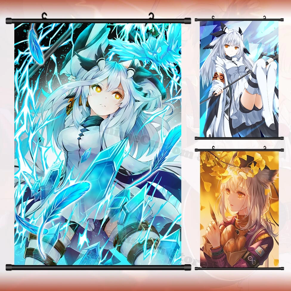 Anime Game Arknights Ptilopsis Cosplay Cartoon HD Wall Scroll Roll Painting Poster Hanging Picture Poster Gift