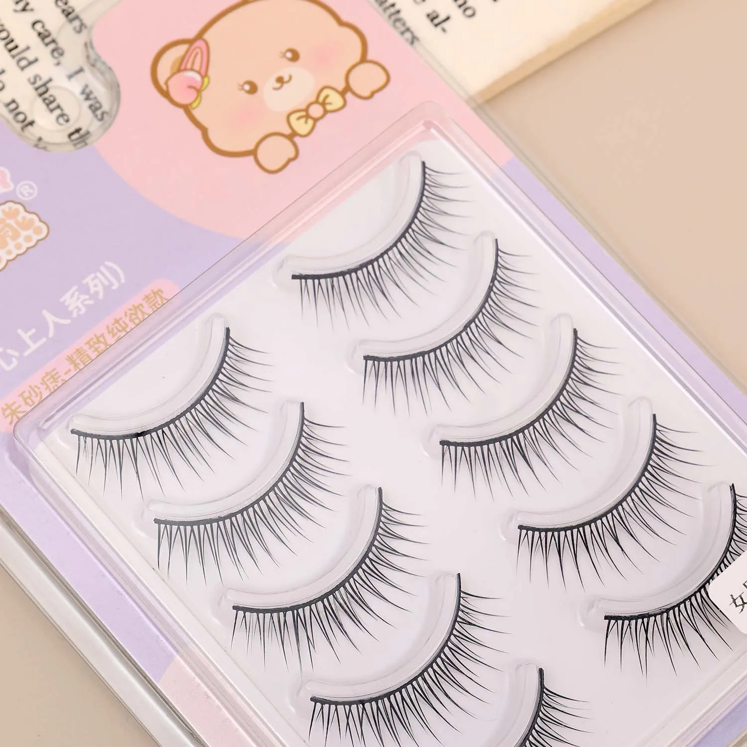 Kpop Idol Makeup Falsche Wimpern, 5 Paar, voller Streifen, lange, dicke Comic-Augenwimpern, hartes Band, handgefertigt, Manga-Wimpern, Kosmetik-Werkzeuge