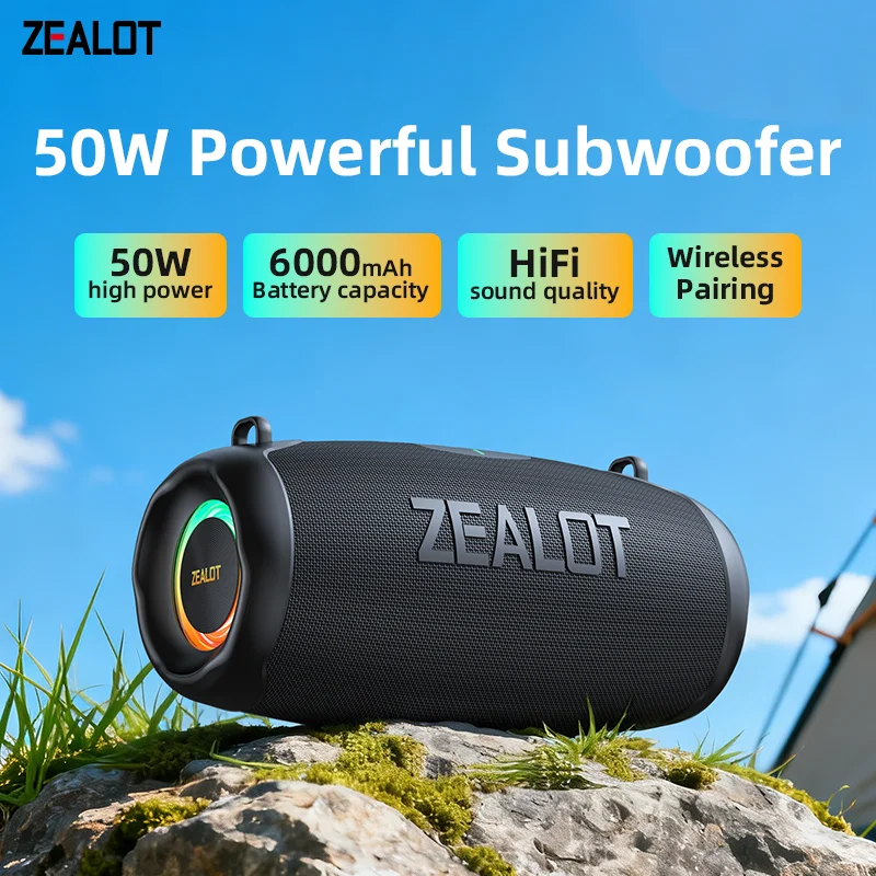 

ZEALOT-P15 50W Speaker | 6000mAh Long Life, HiFi Lossless Sound, RGB Rhythm Lights, Multi-Pairing, Live Concert Experience