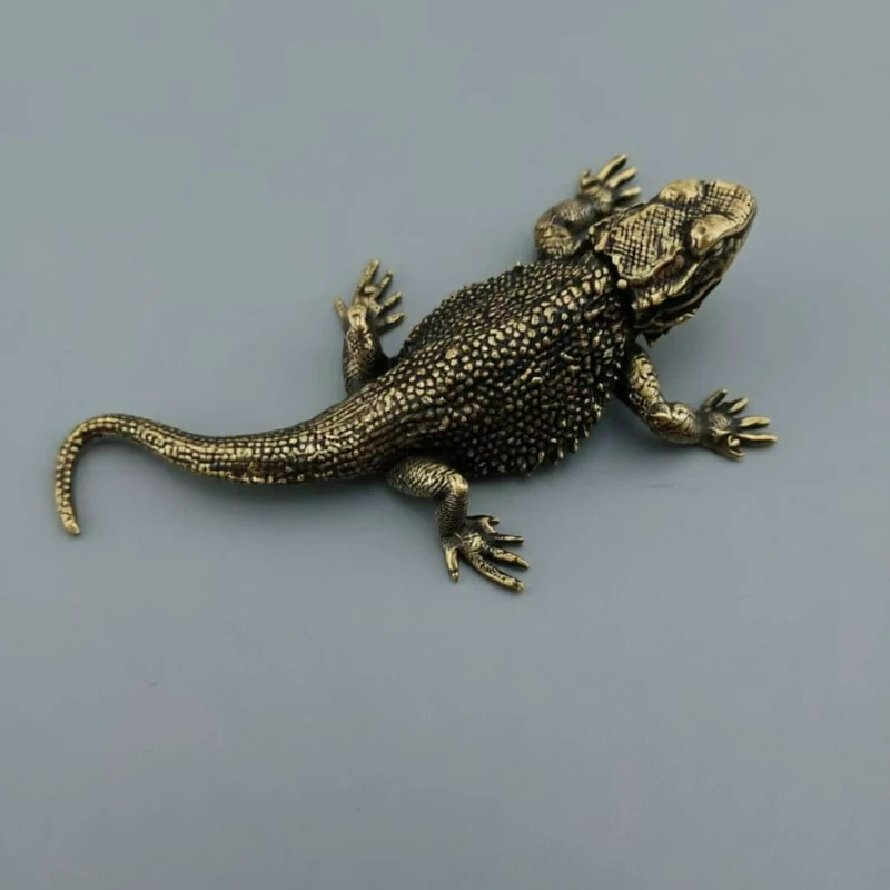 Antique Old Lizard Brass Ornaments Tea Pets Car Pets Office Desk Furnishings Decorative Copper Crafts