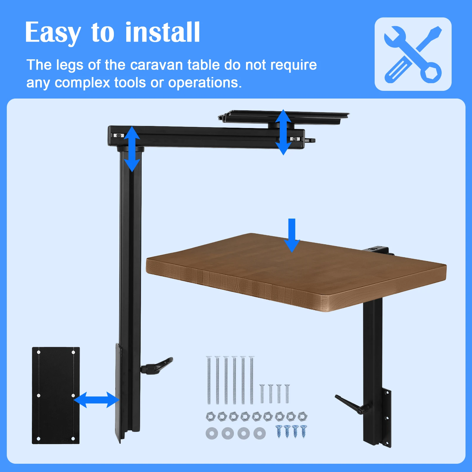 

RV Adjustable Table Leg 360 Degree Swivel Aluminum Alloy Removable RV Table Leg for RV Marine Campervans Motorhome