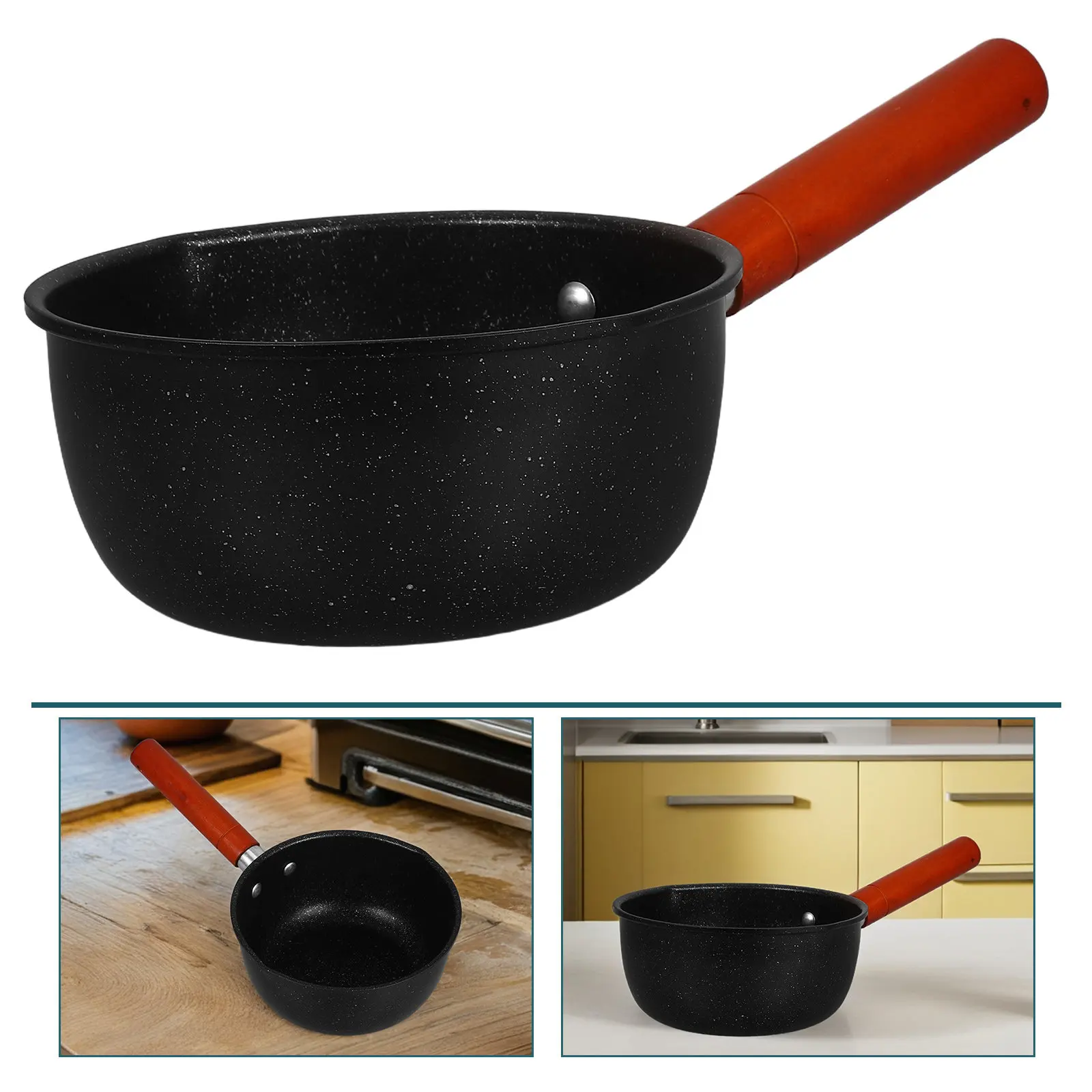 Olla Pequeña Antiadherente de Diseño Japonés Snow Ping Pot para Hervir Leche, Cocinar Sopa, Ramen, Calentar Mantequilla, Olla para Estufa