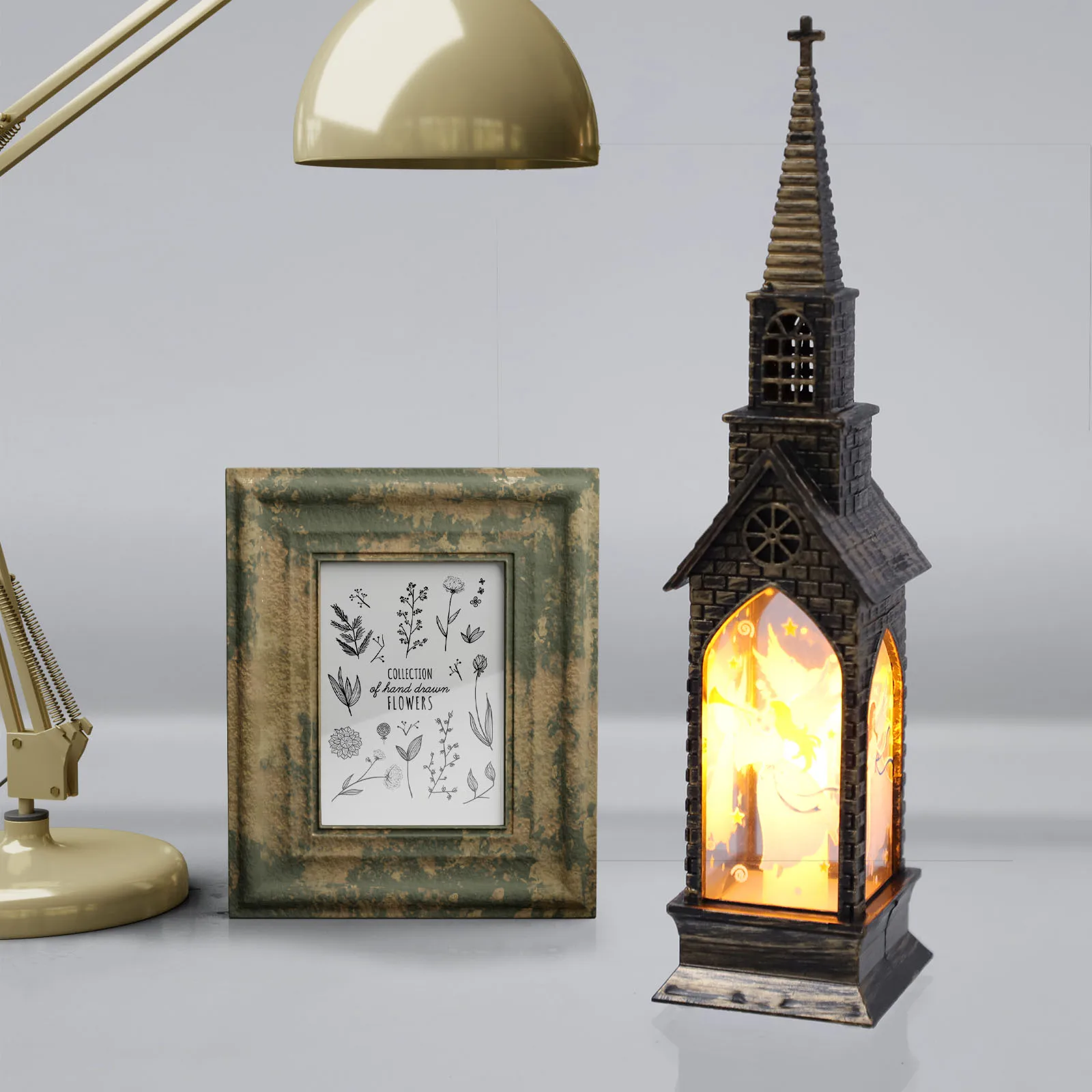 

1Pcs LED Luminous Decor Christmas Night Light Small House Decoration Desktop Tabletop Adornment Small House Ornament