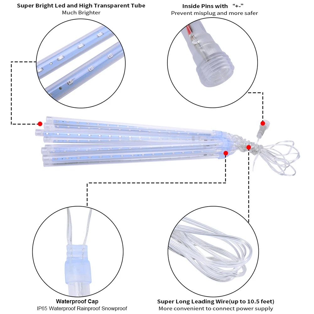 8 светодиодный метеоритных дождевых огней, каскадные сосульки, снег, падающие Рождественские огни, уличные Свадебные праздничные украшения для дерева