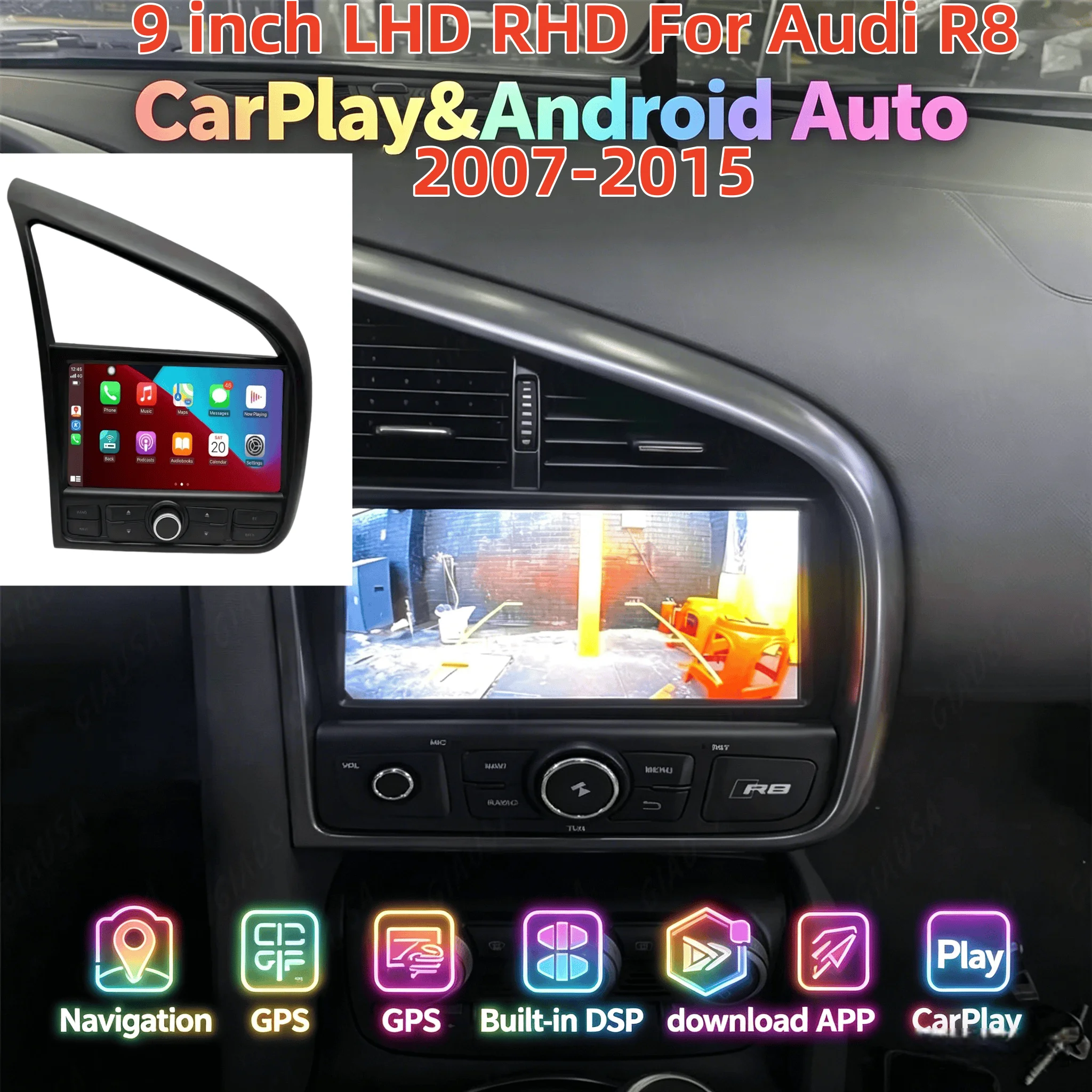

9" LHD RHD Bluetooth Navigation Radio For Audi R8 2007-2015 Android 13 Multimedia Wireless Caprlay Player GPS Auto GPS 4G wifi
