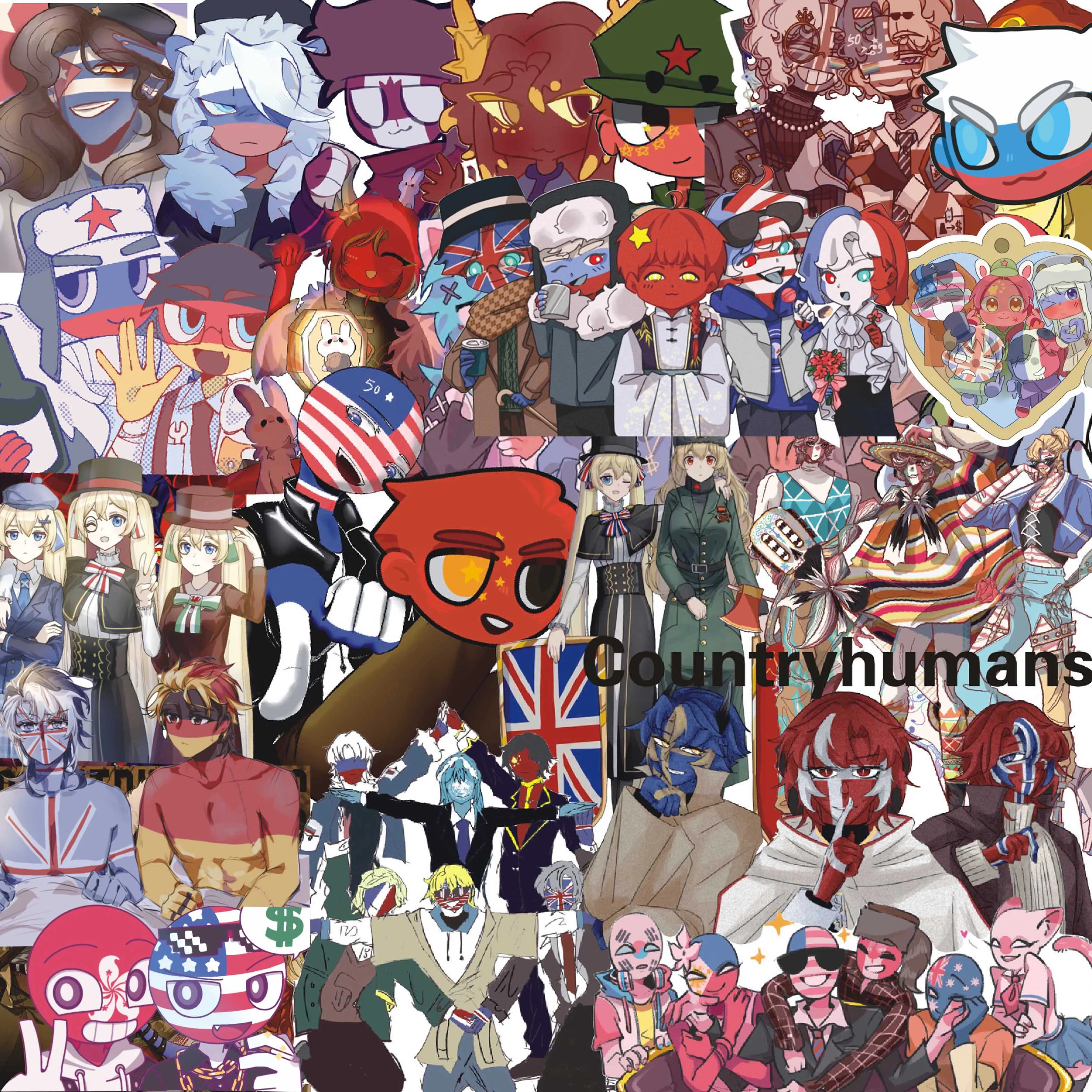 70Pcs National Anthropomorphic Anime Style Cut Book Stickers American Japanese Chinese Comic Style Decorative Mobile Phone Case Skateboard Graffiti Decals