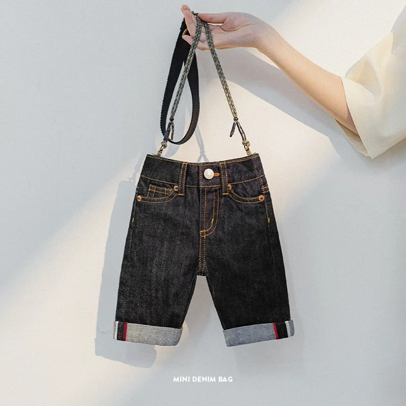 

Maden New Vintage Mini Solid Color Denim Jeans Bag for Women's Casual Crossbody and Shoulder Fashion Handbag Shape of Jeans Bags