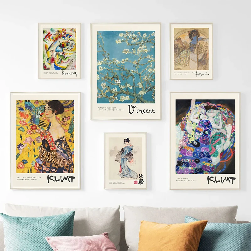 Arte famosa grande onda fora de kanagawa cartaz a noite estrelada nascer do sol claude monet pintura em tela para sala estar decoração casa presente