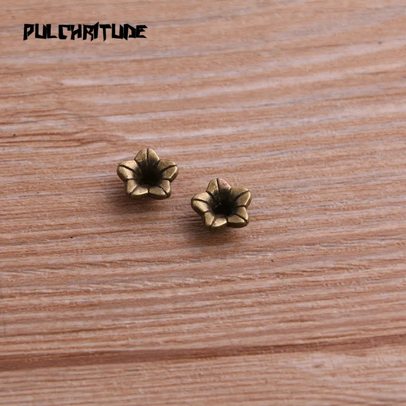 50pcs 4*9*9mm Two Color Receptacle Hollow Morning Glory DIY Spaced Jewelry Accessories Charms For Jewelry Making