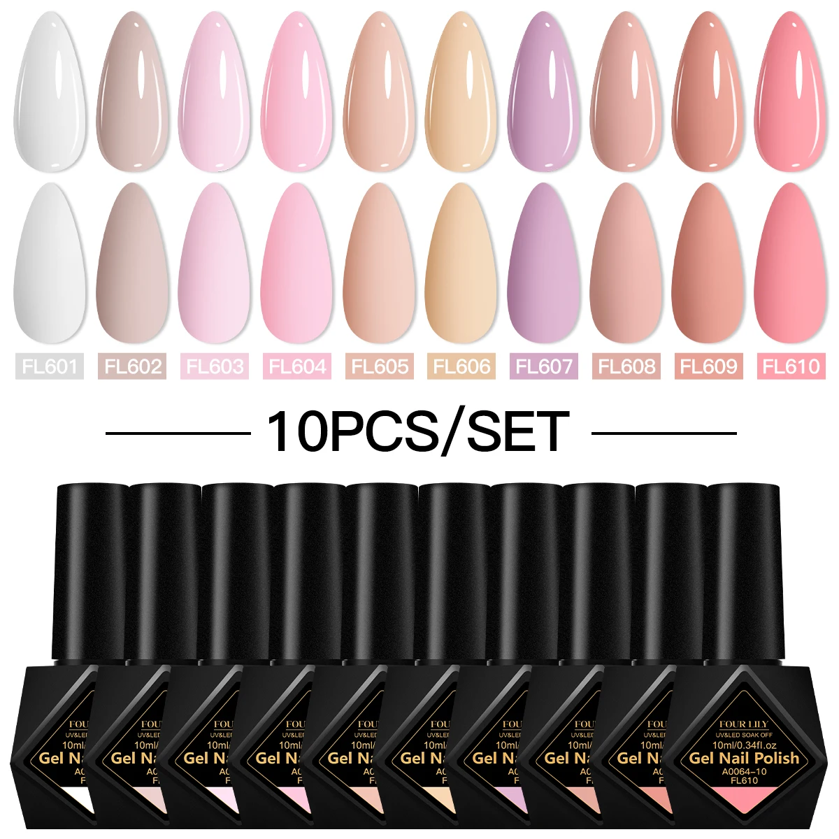 FOUR LILY 10 pièces/ensemble série violette Gel vernis à ongles 10ml lavande Taro violet Nail Art longue durée UV Gel vernis Kit manucure