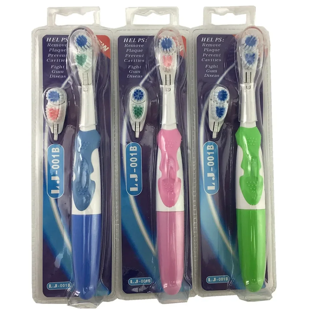 Electric Toothbrush Set with 2 Brush Heads + Cross Bristled Replacement