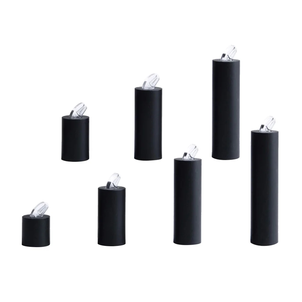 

7pcs Acrylic Ring Holder Black Cylinder Design Jewelry Display Rack For Home Showcase Shop Stylish Durable Decorative