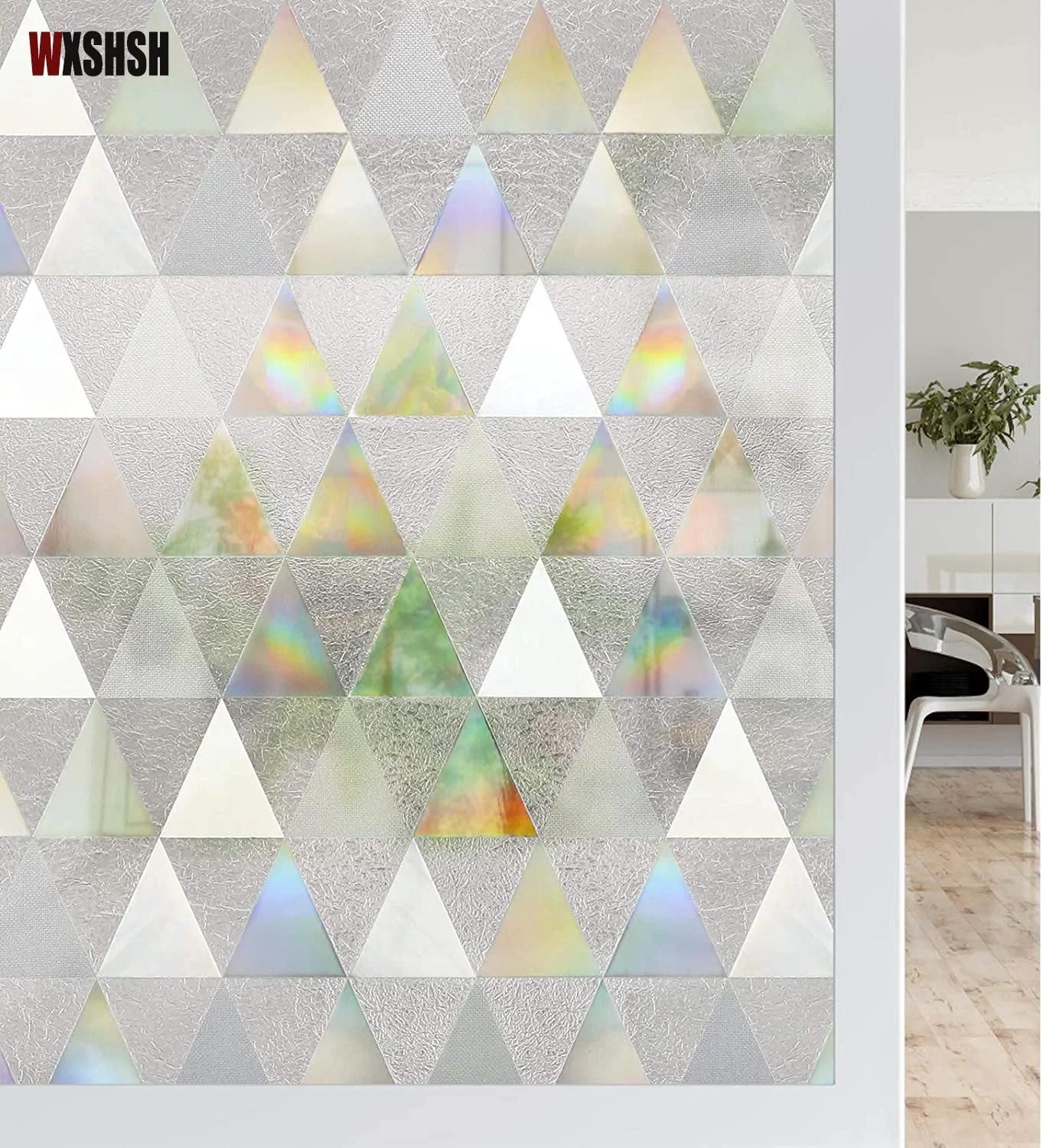 Statische haftende Dreiecks muster 3d Laser fenster folie für Glas nicht klebende dekorative matti erte Privatsphäre photo chrom für Schlafzimmer Vinyl