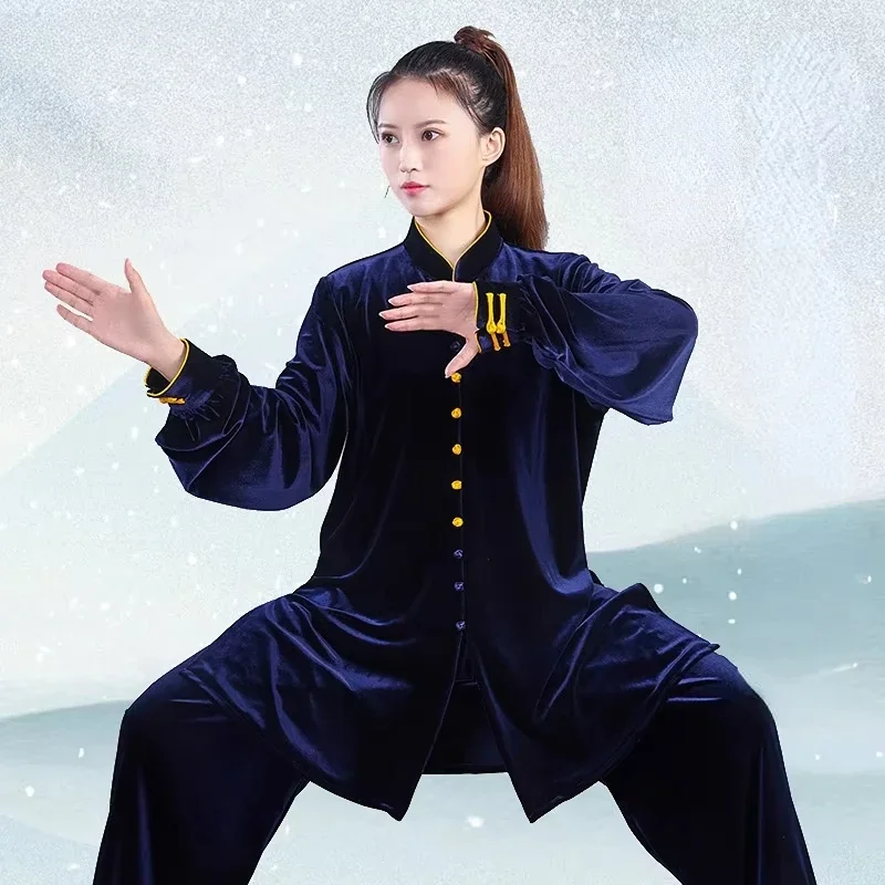 

Tai Chi Clothing Uniform Women Velvet Long Sleeve Wushu Kung Fu Clothes Morning Exercise Taiji Outfit Long Sleeve Wing Chun Suit