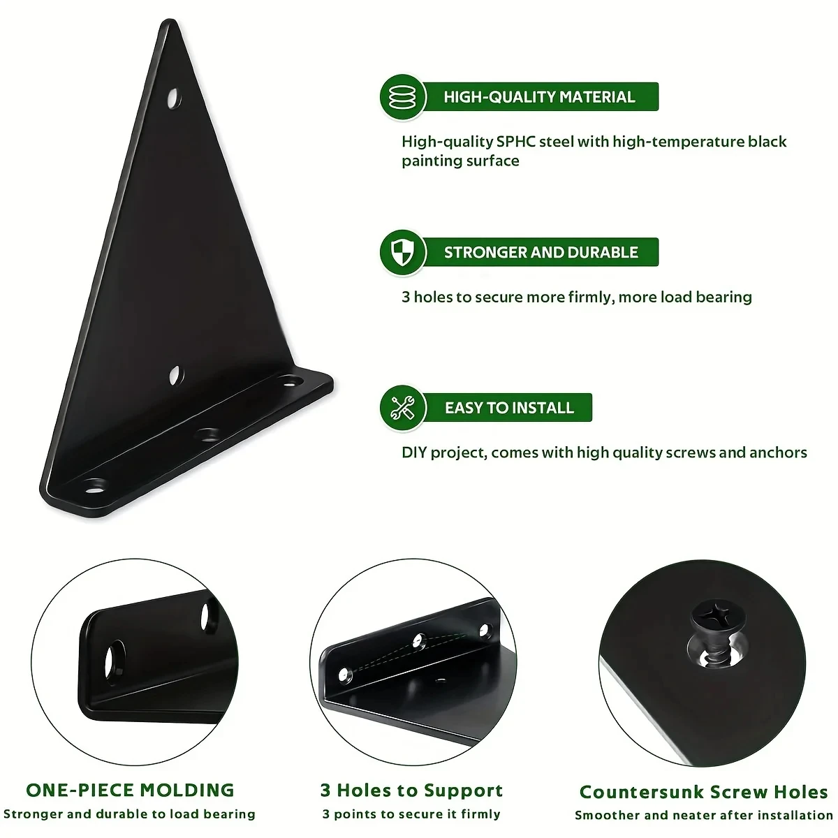 Shelf Brackets Triangle Brackets for Shelves Hidden Shelf Bracket, Heavy Duty Bracket Support Square Floating Support