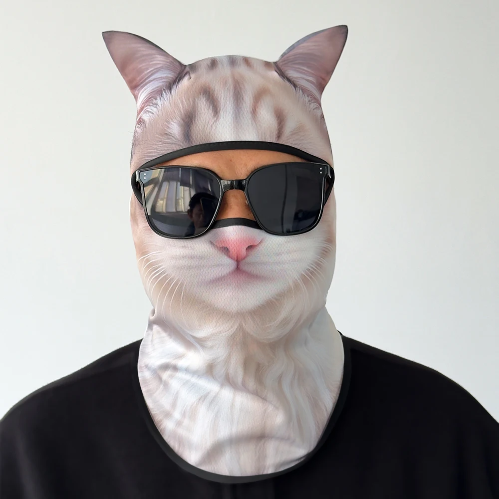 

Дышащая быстросохнущая 3D-маска от солнца с кошачьим дизайном, полная защита лица и шеи от УФ-излучения для велосипедных и мотоциклетных шлемов