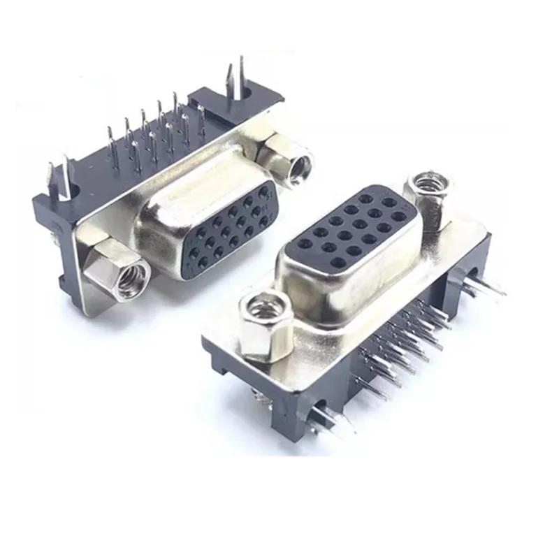 5PCS DB15 DR15 3Rows Parallel Port 15 Pin D Sub Female Male 15 Way PCB 90 Degree Connector DB15 Socket Plug VGA Adapter