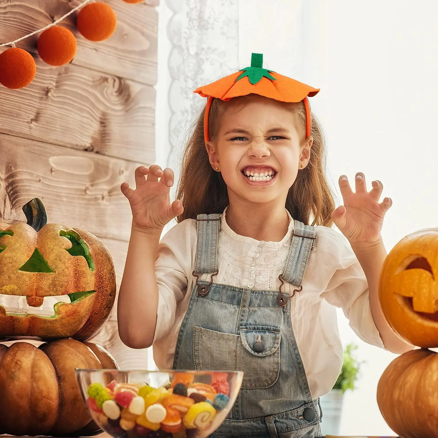 Diademas divertidas de calabaza para Halloween, conjunto elástico para disfraz de Halloween, suministros de fiesta familiar de cumpleaños, 4 piezas