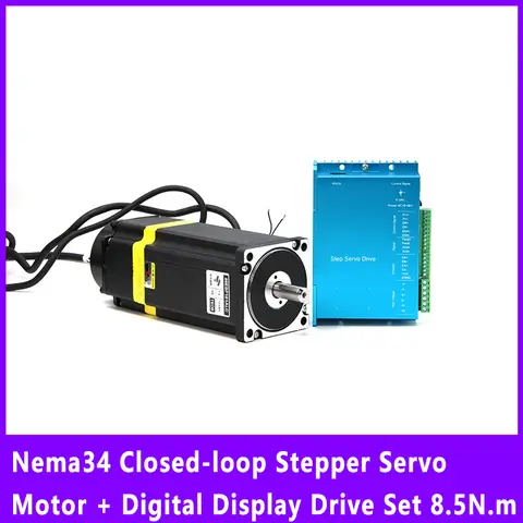 Nema34 폐쇄 루프 스테퍼 서보 모터 + 디지털 디스플레이 드라이브 세트 8.5N.m, 1000 인코더 라인 브레이크 옵션 Best5