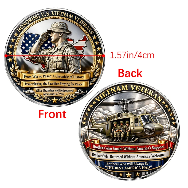 US Vietnam Veterans Challenge Coin Honoring Vietnam War Veterans Commemorative Coins 