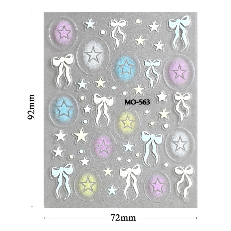 1pc 3D Dolce Carino Bowknot Stella Colorata Nail Art Sticker Cursore Autoadesivo Dopamina Estate Nail Art Decalcomania Accessori FAI DA TE