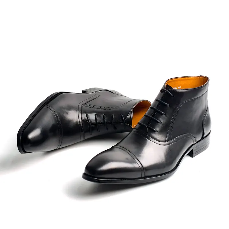 

Luxury Chelsea Ankle Boots For Men Premium Designer Lace Up High Quality Businesss Men's Leather Boot Office Business Daily Wear