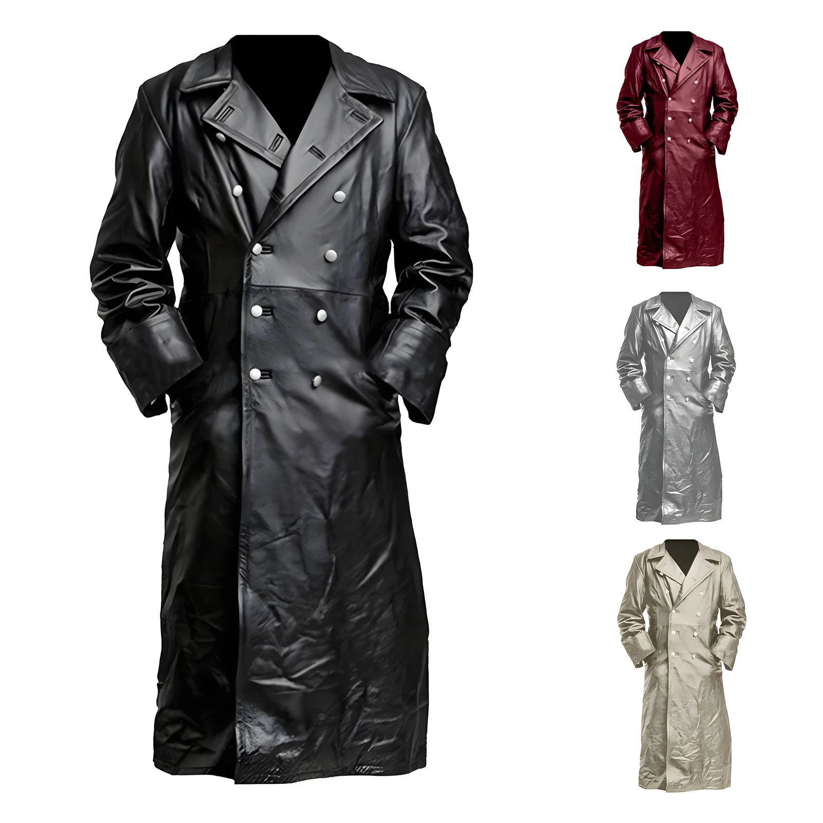 Awwcos メンズ中世ヴィンテージダブルブレストブラックレ - Vintage Trench Coat のレビューと価格