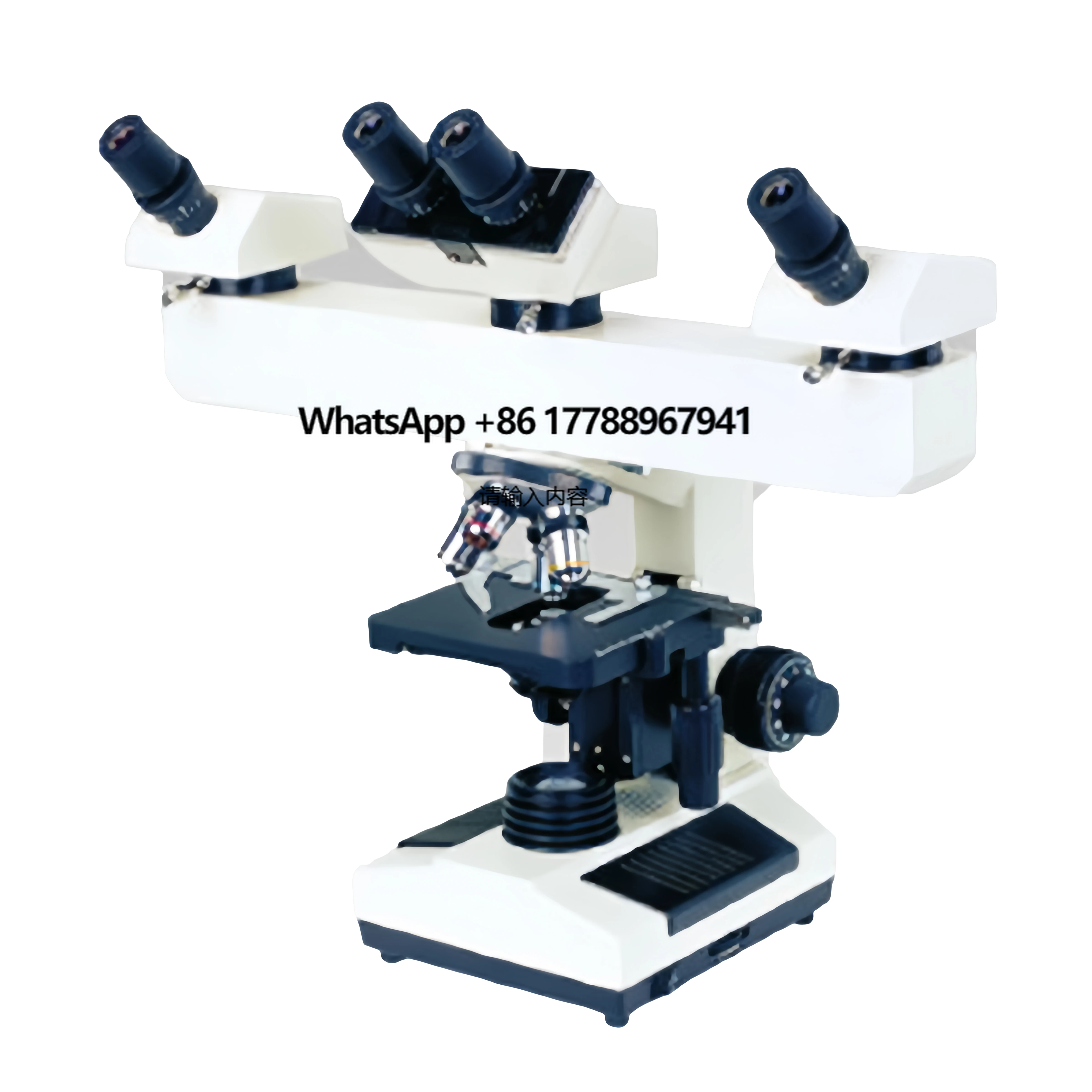 

Hot Sale Medical Lab Equipment 4X 10X 40X 100X Professional Three Persons Teaching Muti Viewing Head Biological Microscope