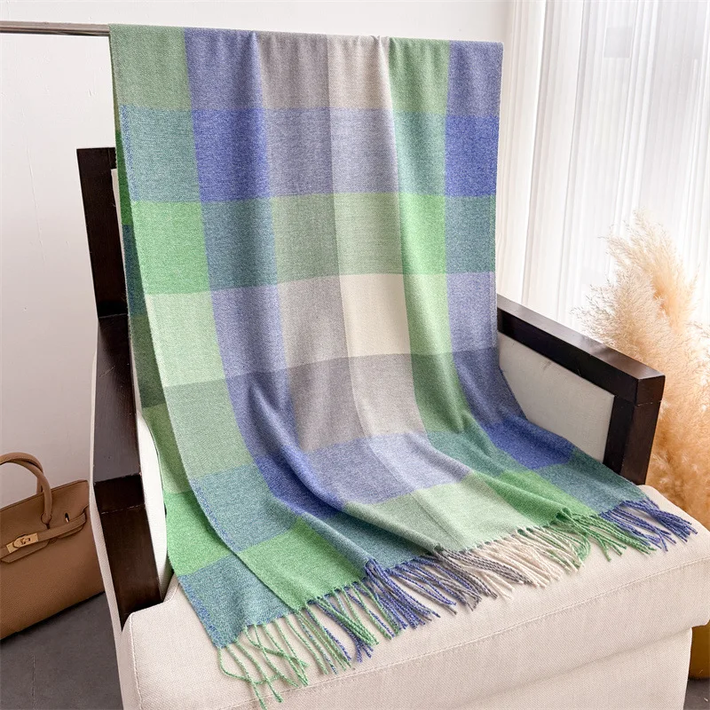 

2025 НОВЫЙ модный кашемировый женский клетчатый шарф, зимняя теплая шаль и бандана, пашмина, женский платок, длинное толстое одеяло